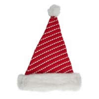 Northlight 17  Red and White Striped Santa Hat With Pom Pom