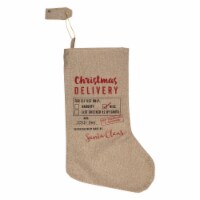 Northlight 19  Beige and Red  Christmas Delivery  Stocking With Hanging Tag