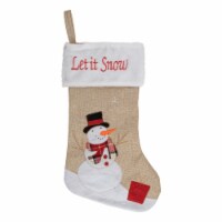 Northlight 19  Beige and Red Burlap  Let It Snow  Snowman Christmas Stocking