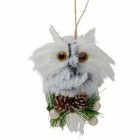 Northlight 6 White Owl with Pinecones and Berries Christmas Ornament
