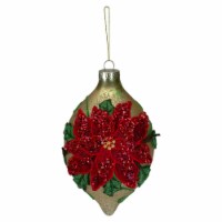 Northlight 6.5  Red and Gold Poinsettia Finial Christmas Ornament