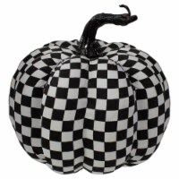 Northlight 6.5 White and Black Plaid Fall Harvest Tabletop Pumpkin