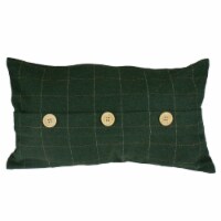 Northlight 20  Green and Beige Rectangular Velvet Throw Pillow with Buttons
