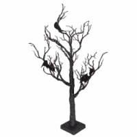 Northlight 26.5 Black Glittered B/O LED Tabletop Halloween Tree with Bats - Orange Lights