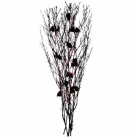 Northlight 4' Black Glittered Halloween Branch with Bats - Orange LED Lights