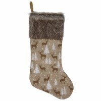 Northlight 20  Brown Reindeer Christmas Stocking with Faux Fur Cuff