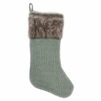 Northlight 20  Green Burlap Christmas Stocking with Faux Fur Cuff