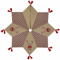 Northlight 48 Red and Brown Burlap and Plaid Reindeer Christmas Tree Skirt with Tassels