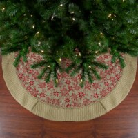 Northlight 48 Tan and Red Rustic Burlap Poinsettia Christmas Tree Skirt