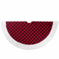 Northlight 48 Red and Black Buffalo Plaid Christmas Tree Skirt with Faux Fur Trim