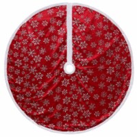 Northlight 48 Red and White Snowflake Christmas Tree Skirt with a White Border