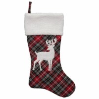 Northlight 20 Black and Red Tartan Reindeer Christmas Stocking with Cuff