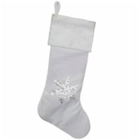 Northlight 20  White Christmas Stocking with Silver Sequin Snowflake