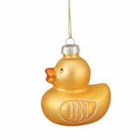 Northlight 3  Yellow Rubber Duck Glass Christmas Ornament