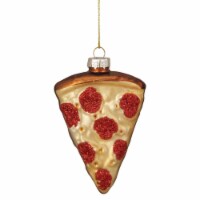 Northlight 4 Pepperoni Pizza Slice Glass Christmas Ornament