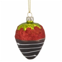Northlight 2.75 Brown, Red, and Green Chocolate Covered Strawberry Glass Christmas Ornament