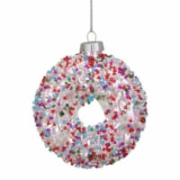 Northlight 3.75 Pink Doughnut with Sprinkles Glass Christmas Ornament