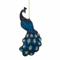 Northlight 6  Blue Glittered Peacock Glass Christmas Ornament