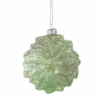 Northlight 3.75 Green Glittered Poinsettia Flower Glass Christmas Ornament