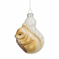 Northlight 3.75 Brown and White Glass Squirrel with Nut Christmas Ornament