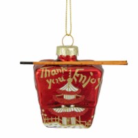 Northlight 3.5 Red Asian Food Take Out Container Glass Christmas Ornament