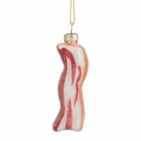 Northlight 3.5 Pink and White Strip of Bacon Glass Christmas Ornament