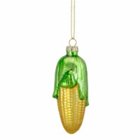 Northlight 4 Yellow and Green Corn on the Cob Glass Christmas Ornament
