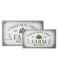 Northlight Set of 2 Gray and White Farm Fresh Christmas Trees Wooden Tray Hanging Signs 21