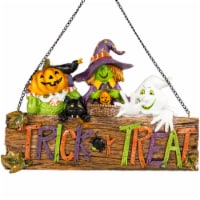 Northlight 13.5 Trick or Treat Jack O' Lantern, Ghost, and Witch Halloween Wall SIgn