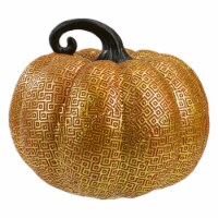 Northlight 7.5 Gold and Orange Textured Greek Key Pumpkin Fall Decoration