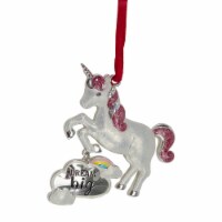 Northlight 3.25  Silver Plated Dream Big Unicorn with European Crystals Christmas Ornament