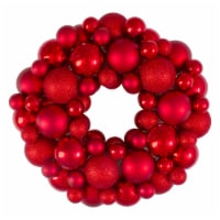 Northlight Red Hot 3-Finish Shatterproof Ball Christmas Wreath - 13-Inch, Unlit