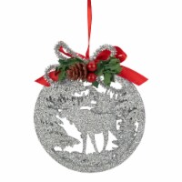 Northlight 4.25  Silver Glitter Moose 2-D Cut-Out Silhouette Christmas Ornament