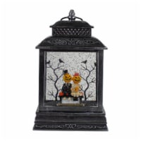 Northlight 11.5 Lighted Black Halloween Snow Globe Lantern with Pumpkin Couple