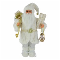 Northlight 12  Standing Santa Christmas Figure Dressed in Plush Winter White and Gold