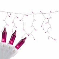 Northlight 100 Count Purple Mini Icicle Christmas Lights - 3.5 ft White Wire