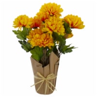 Northlight 20 Yellow Fall Harvest Artificial Mum Plant in a Pot