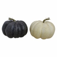 Northlight Set of 2 White and Black Fall Harvest Tabletop Pumpkins 7