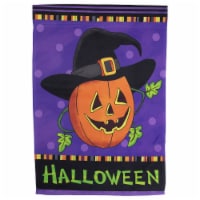Northlight Pumpkin in a Witch Hat Outdoor Garden Flag 12.5 x 18