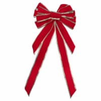 Northlight 12  x 25  Red and Gold 10 Loop Velvet Christmas Bow Decoration
