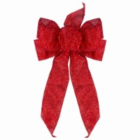 Northlight 14  x 9  Red Glittered 6 Loop Christmas Bow Decoration