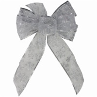 Northlight 14  x 9  Sheer Silver Snowflake 6 Loop Christmas Bow Decoration