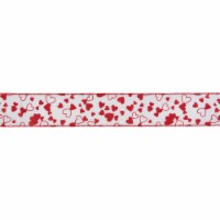 Northlight White and Red Glittered Hearts Valentine's Day Wired Craft Ribbon 2.5  x 10 Yards