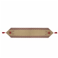 Northlight 36  Red and Brown Burlap and Plaid Reindeer Christmas Table Runner