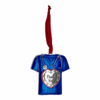 Northlight 3 Silver Plated Blue Scrubs Christmas Ornament with 11 European Crystals