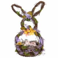 Northlight 14.5 Purple and Green Artificial Floral Bunny Shaped Basket