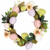 Northlight Pastel Easter Egg Mini Spring Easter Wreath, Pink and Yellow 8-Inch