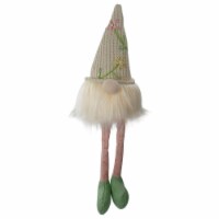 Northlight 17  Lighted Cream and Pink Sitting Gnome Figure with Knitted Hat
