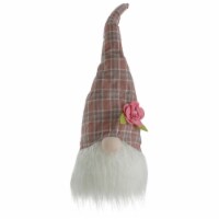 Northlight 20 Pink and White Plaid Spring Gnome Head Table Top Decor