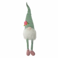 Northlight 28 Green and White Plaid Spring Gnome Table Top Figure with Dangling Legs